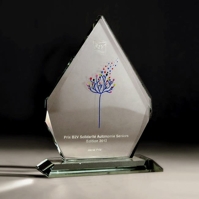 Trophée en verre sérigraphie couleur