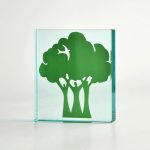 Trophée en verre logo en couleurs - BI
