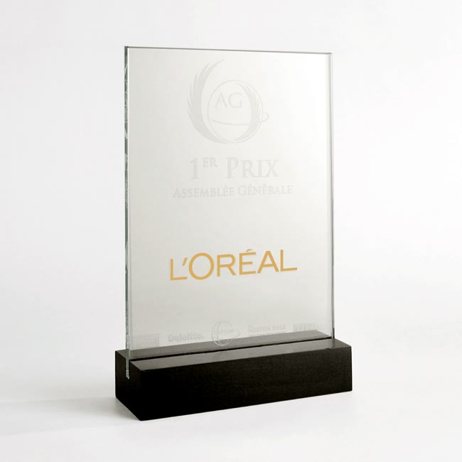 Trophée verre gravé transparent