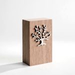 Trophée en bois avec arbre en métal argenté