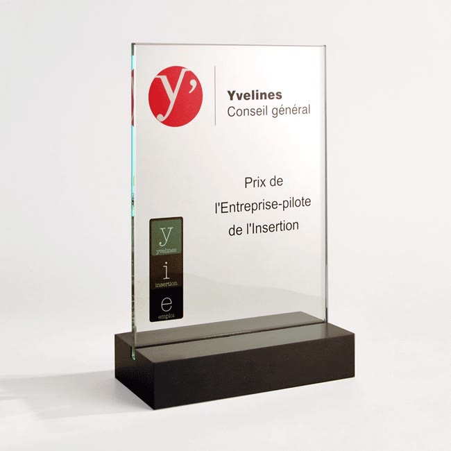 Trophée verre sérigraphie couleurs