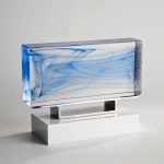 Trophée verre fusionné bleu - Océan