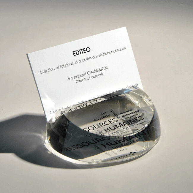 presse papier verre gravé