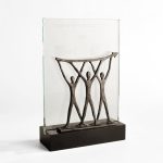 Trophée verre gravé et sculpture bronze Olympe