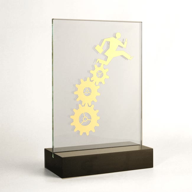 Trophée verre logo métal